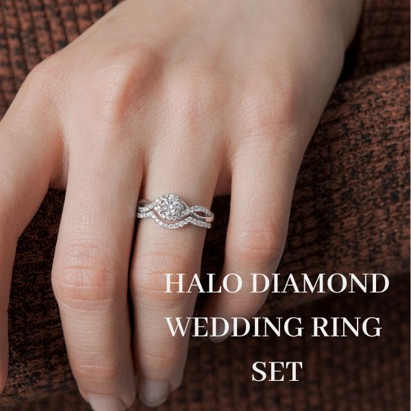 Halo Wedding Ring Set